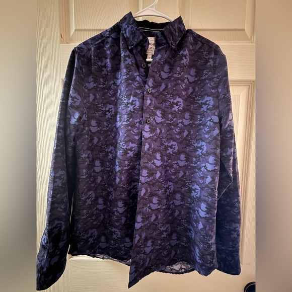 INC International Concepts Men's Dark Purple Patterned Shirt - Picture 1 of 4